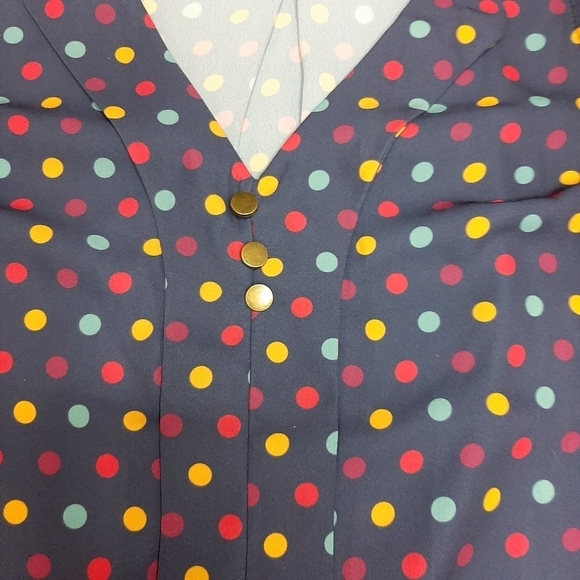 Modcloth Polka Dot V Neck Button Front Tank Top - Picture 5 of 10